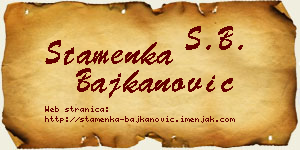 Stamenka Bajkanović vizit kartica